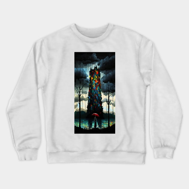 Mystical Tower Inspired by Piet Mondrian Art Crewneck Sweatshirt by ZUCCACIYECIBO